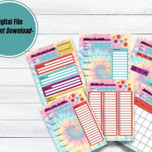 Batik-Planer, farbenfroher druckbarer Kalender mit wöchentlichen und monatlichen Layouts