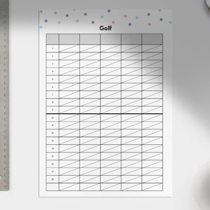 Hoja de registro de puntuación del juego de cartas de golf imprimible (con reglas)