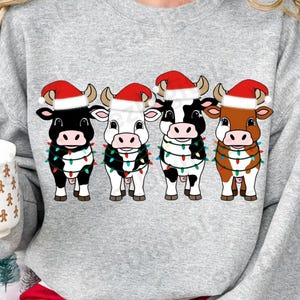 Cute Christmas Cows Clipart PNG, Funny Holstein Cows Png, Christmas Png Cow Lover Png Sublimation Christmas Light Png Instant Download DTF/G