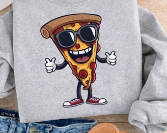 Cool Pizza Slice PNG, DTF Clipart, Digital Download Printable, Cartoon Pizza Png, Pizza Art, Funny Pizza is Life png, Sawgrass Sublimation
