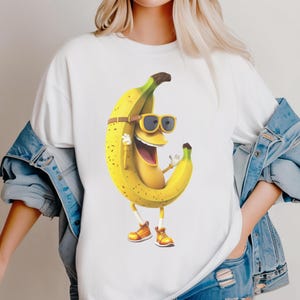 Cool banane PNG dtf/g des cliparts en téléchargement numérique imprimable personnage de dessin animé PNG Transparent Jgp PNG jaune Cool fruit mec banane amateur png