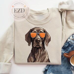 German Short Haired Pointer Clipart DTF Png Wearing Sunglasses Digital Download GSP Lover Character png Cricut Sawgrass Sublimation