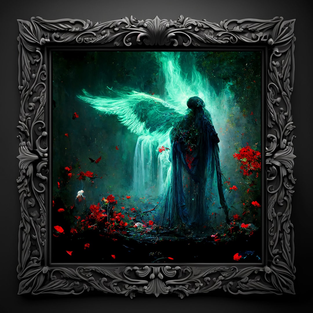 Gothic Wall Artabstract Dark Angeldigital Oil Paintingmoody Etsy Australia