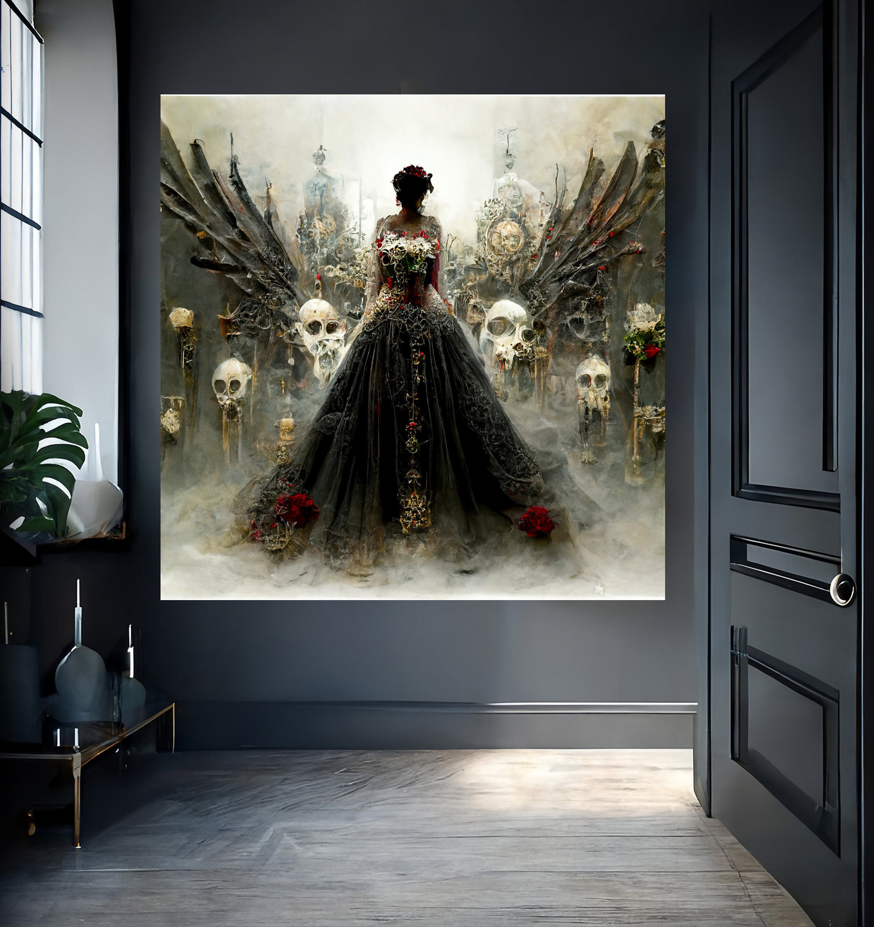 Gothic Wall Artabstract Dark Angeldigital Oil Paintingmoody Home — free download