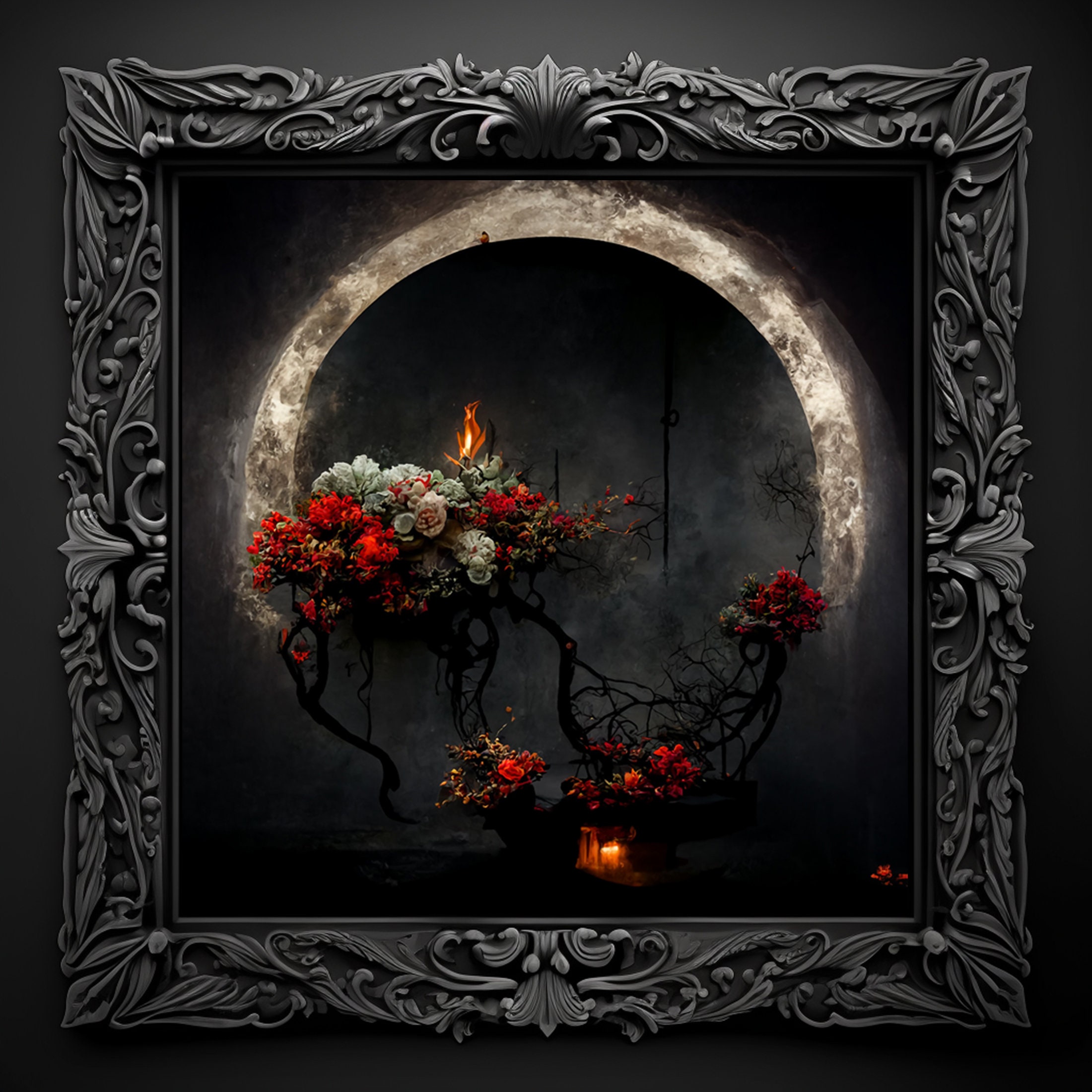 Gothic Moongate-abstract Digital Oil Painting-custom Printed Canvas ...
