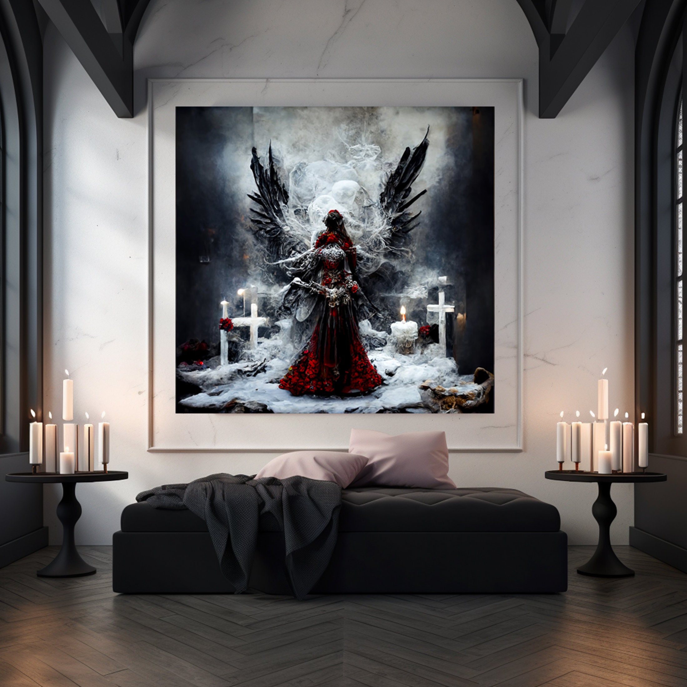 Gothic Wall Artabstract Dark Angeldigital Oil Paintingmoody Home — free download