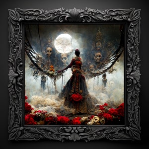 Arte de pared gótico-Ángel oscuro abstracto-Pintura al óleo digital-Decoración del hogar cambiante-Impresión de Academia oscura-Lona estirada personalizada-Regalo único-FantasyArt