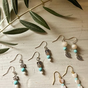Charm Earrings | Earthy Leaf Flower Heart & Owl Earrings | Dainty Simple Minimal Everyday Earrings | Hypoallergenic