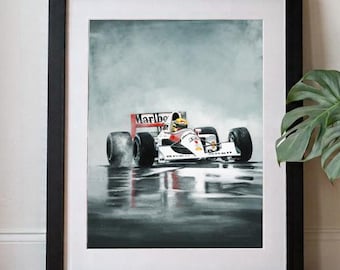 アイルトン・セナ モナコ 絵画：フォーミュラ1モータースポーツアート