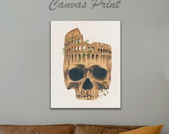 Colosseum Skull Canvas Art Print for Home and Office Decor.