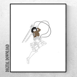 May include: Line art illustration of a female character in a brown and white outfit, holding a sword and standing in a fighting pose. The character is wearing a cape and has long black hair.