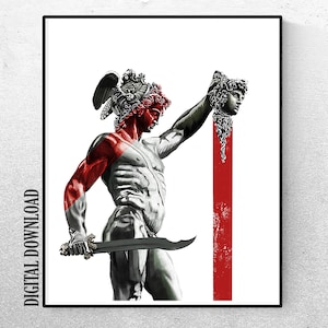 Perseus versus Medusa Digital Painting. Art for Home and Office Decor. Digital Download