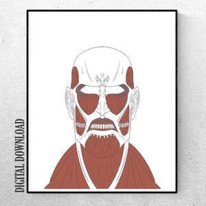 Colossal Titan - Attack On Titan Art - minimalistische muurkunst. Digitale download. Geweldig voor thuis- en kantoordecoratie