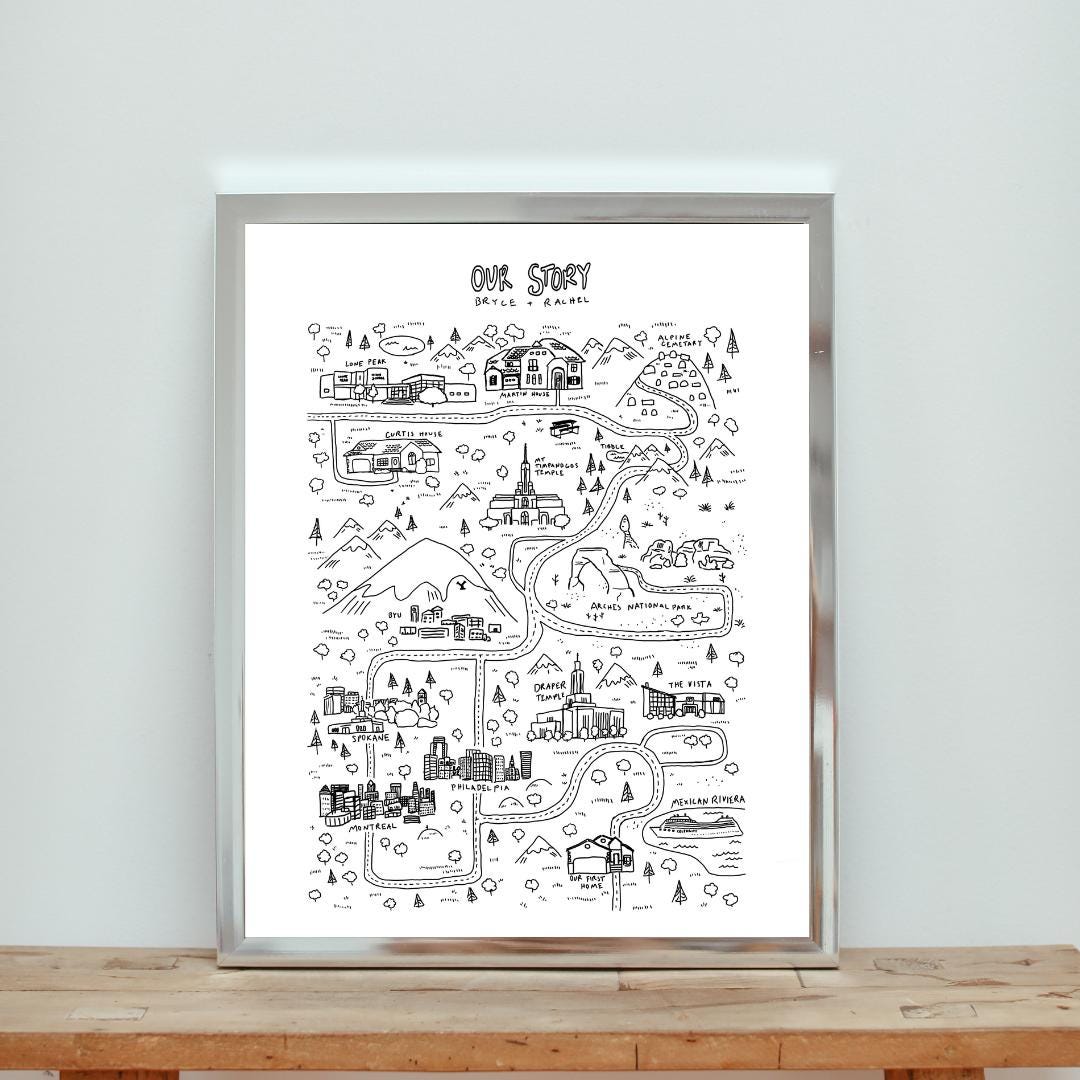 Custom Relationship Map | Personalized Digital Artwork | Unique Couple ...