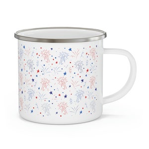 4th of July Fireworks Enamel Camping Mug - 12oz