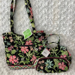 Vera Bradley Set of 2 Matching Sherry bag and Bucket Tote In Botanica.
