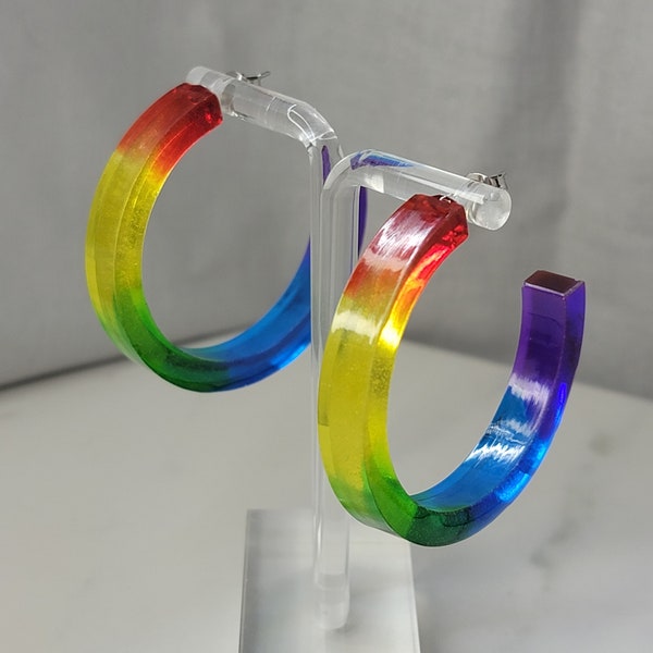 Rainbow Bright Colored Hoop Earrings | 2 sizes Available - Handmade Unique Gifts | Fun Summer Accessory