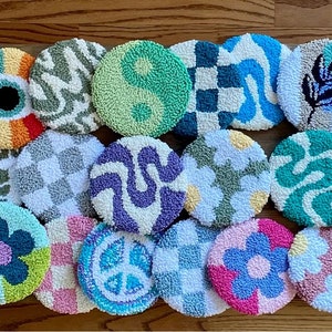 Drink coaster, Punch Needle Coasters, Mug Rugs, Coffee Coaster, Desk Coaster, customizable