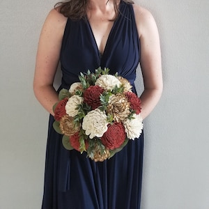 Terracotta and Almond Wood Flower Bouquet for Bride or Bridesmaid