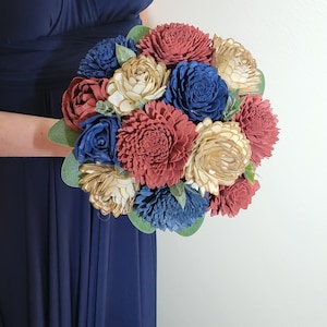 Terracotta and Navy Bridal Wedding Bouquets for the Bridal Party