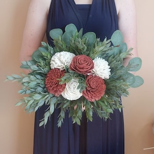 Terracotta Bridal Bouquet with Greenery and Eucalyptus, Perfect for Boho Bride and Bridesmaid Bouquet