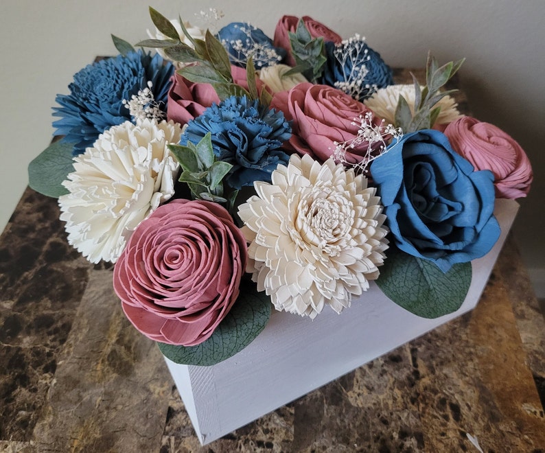 10x10in Dusty Rose and Dusty Blue Centerpieces Decorations image 1
