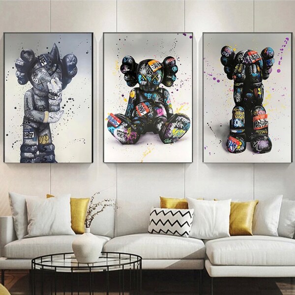 Kaws Set of 3 Poster Etsy