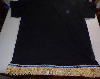 Solid Colors Black Gold Fringes