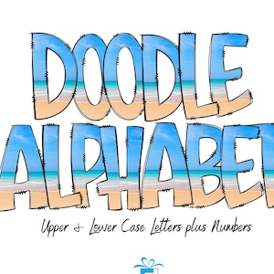 Beach doodle letters, Beach Alphabet Letters PNG Bundle, Beach Doodle, Sublimation Alpha Set Designs PNG, Beach letter and numbers