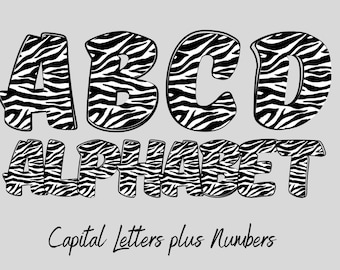Zebra letters, Zebra Print Alphabet Letters PNG Bundle, Hand Drawn Zebra Print Alphabet, Sublimation Alpha Set Designs PNG