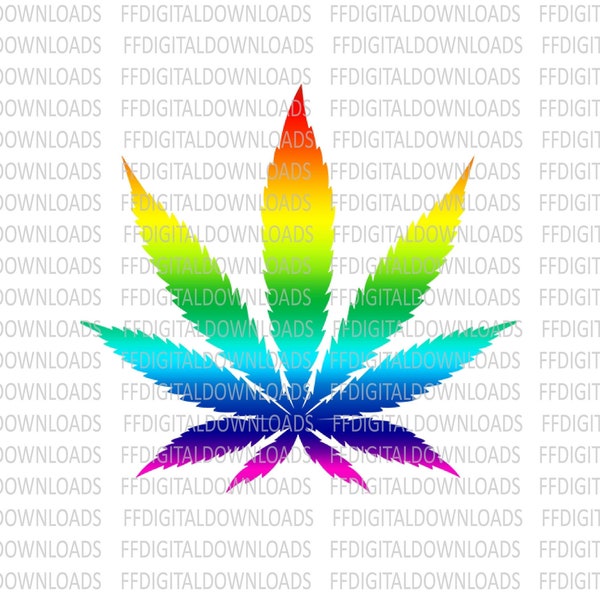 Rainbow Marijuana Leaf PNG - Rainbow Weed - Rainbow Marijuana Leaf - Rainbow Marijuana Clip Art - Stoner SVG - Rainbow Pot - Cannabis, #1079