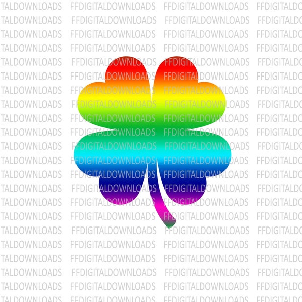 Rainbow Shamrock, Rainbow Shamrock Clip art - Shamrock - Rainbow St. Patrick's Day Gay Pride, Shamrock Printable, Sublimation Shamrock PNG