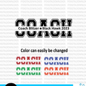 Coach SVG, Coach  svg, Varsity Coach SVG, Coach split name frame svg, Coach cut file, Coach png, cricut silhouette svg cut file - Coach Gift