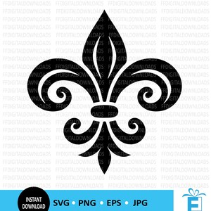 Fleur de lys SVG, conception de fleur de lys, fleur de lys PNG, Jpg, conception de chemise fleur de lys, Cricut, couper fichier, clipart, téléchargement numérique