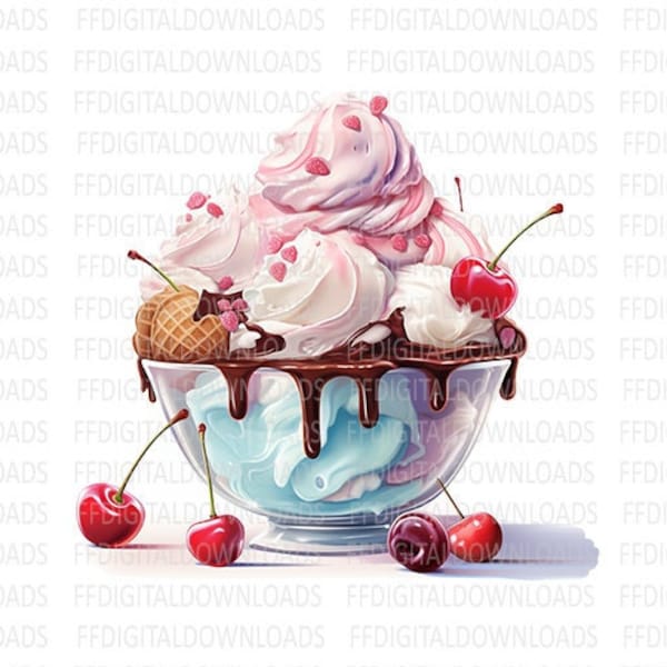 Ice Cream Sundae PNG, Ice Cream Png, Ice Cream Clipart, Ice cream Sundae, Sublimation, Printable, Digital Download, #0218