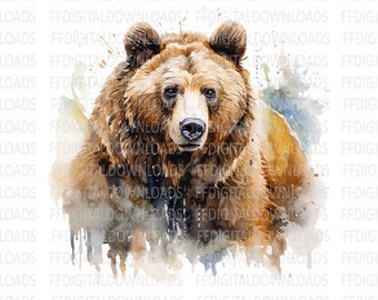 Grizzly Bear PNG, Watercolor Grizzly Bear, Grizzly Bear Clipart, Grizzly Bear Design, Sublimation, Printable, Digital download, #0216