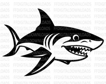 Squalo SVG, Squalo PNG, Squalo Clipart, Squalo Vettore, Squalo Silhouette Jpg, EPS, Cricut, File di taglio, Clipart, Download digitale
