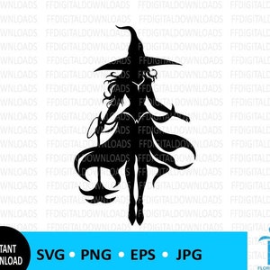 Witch Silhouette SVG, Witch PNG, Witch Silhouette Clipart, Witch Digital Design, Witch Vector, Cricut, Cut File, Clipart, Digital Download