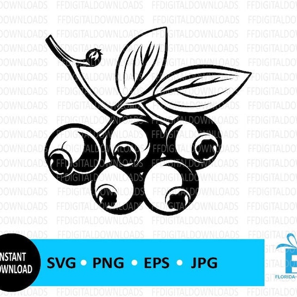 Blueberries SVG, Blueberries PNG, Blueberry Svg, Berries Clipart, Blueberries Vector, Jpg, EPS, Cricut, Cut File, Clipart, Digital Download