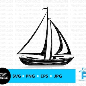 Sailboat SVG, Sailboat PNG, Sailboat Clipart, Sailboat Vector, Sailboat Silhouette, Jpg, EPS, Cricut, Cut File, Clipart, Digital Download