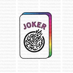 Mahjong Joker PNG, Mahjong PNG, Joker with Rainbow back, Instant Download, DTG, Sublimation, Mahjong Printable, Joker,  Diy Mahjong Gift