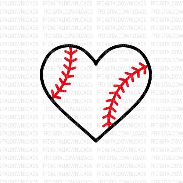 Baseball svg - Heart Shaped Baseball  SVG - Heart Baseball  clip art - Baseball  in heart shape - Digital Download SVG & PNG, #1261