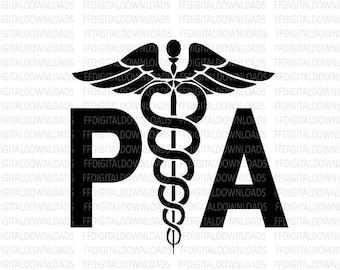 Asistente médico SVG, PA Svg, PA png, Archivo de corte de asistente médico, archivo svg de cricut - Logotipo de asistente médico Caduceo