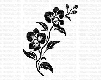 蘭の SVG、蘭の PNG、蘭のクリップアート、蘭の花の SVG、蘭のベクター、シルエット、EPS、クリカット、カット ファイル、クリップアート、デジタル ダウンロード
