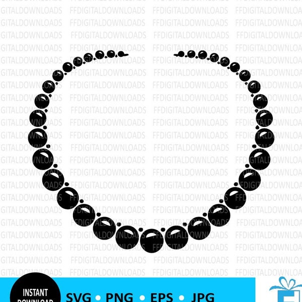 Pearl Necklace SVG, Pearl Necklace PNG, Pearl Necklace Clipart, Vector, Silhouette, Jpg, Cricut, Cut File, Clipart, Digital Download