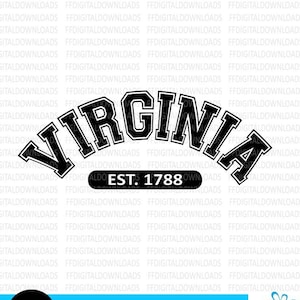 Virginia SVG, Virginia PNG, Virginia Shirt Design, Virginia est 1788, Virginia Varsity, Cricut, Cut File, Clipart, Digital Download
