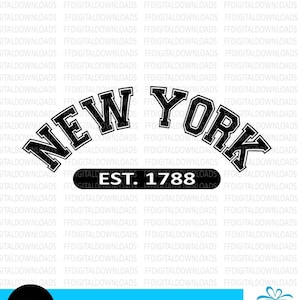 Nueva York SVG, Nueva York PNG, Diseño de camiseta de Nueva York, Regalo de Nueva York, Nueva York fundada en 1788, Universidad, Cricut, Archivo de corte, Clipart, Descarga digital