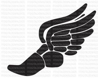 Track and field clip art -  Black Winged Running Shoe  - Track & Field Sport - Digital Download SVG - PNG - Cricut file- Sublimation