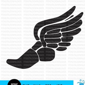 Track and field clip art -  Black Winged Running Shoe  - Track & Field Sport - Digital Download SVG - PNG - Cricut file- Sublimation