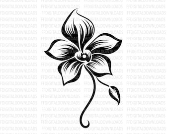 蘭の SVG、蘭の PNG、蘭のクリップアート、蘭の花の svg、蘭のベクター、シルエット、EPS、クリカット、カット ファイル、クリップアート、デジタル ダウンロード